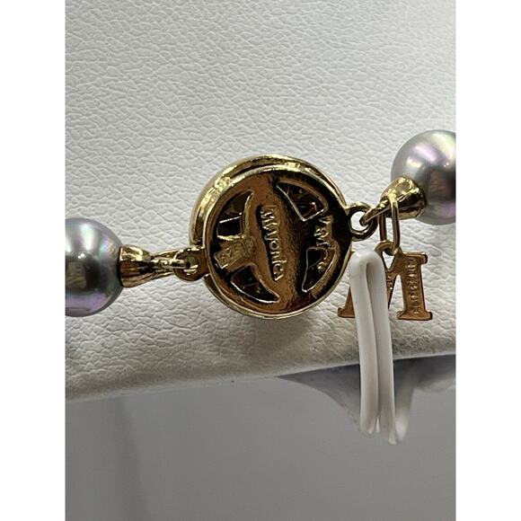 Majorica Gray Rainbow Lustrous Pearl One Strand Necklace 925 Vermeil Box Clasp - Picture 7 of 12